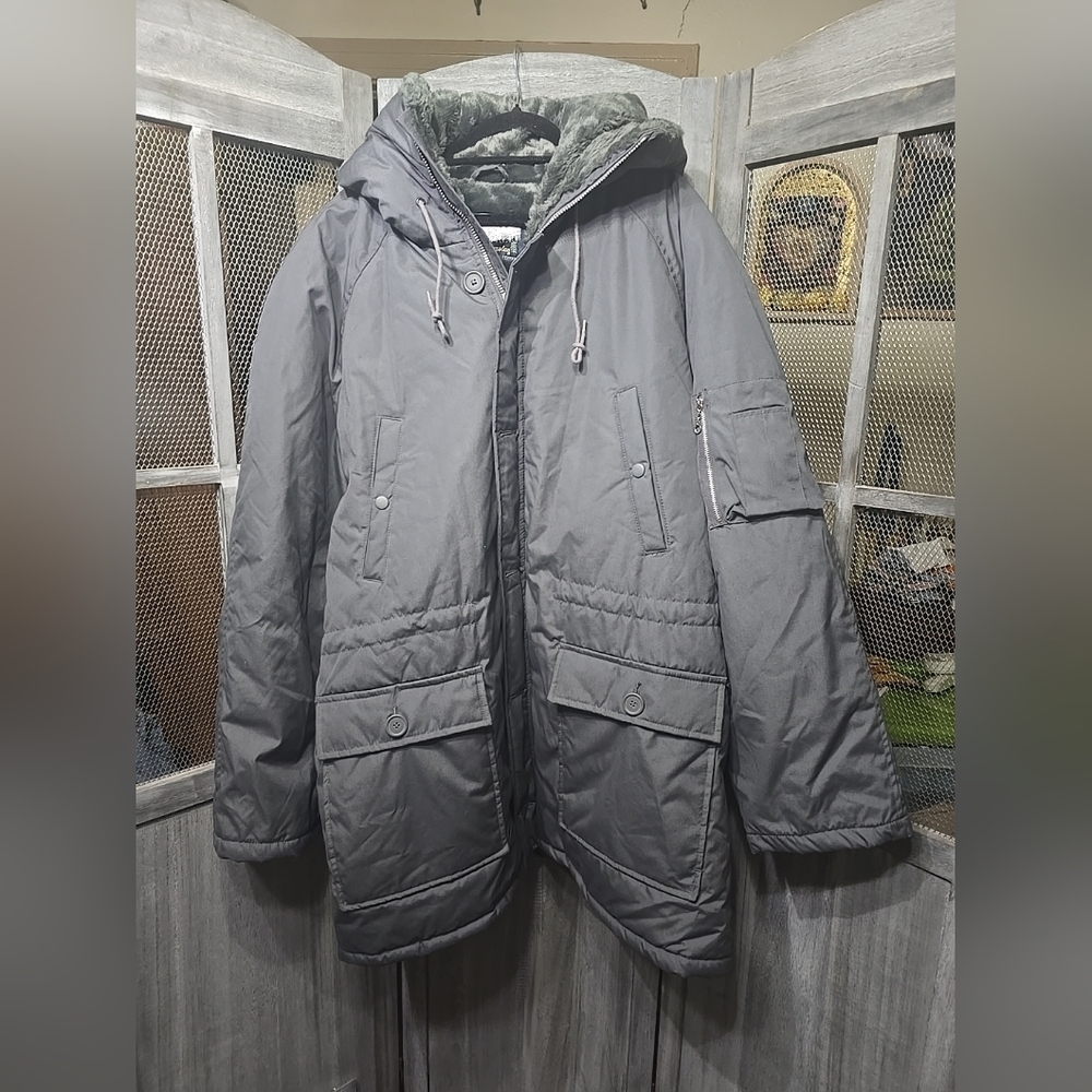 Vintage Men's Fieldmaster Big&Tall 2x Gray Sherpa-lined Coat/Parka